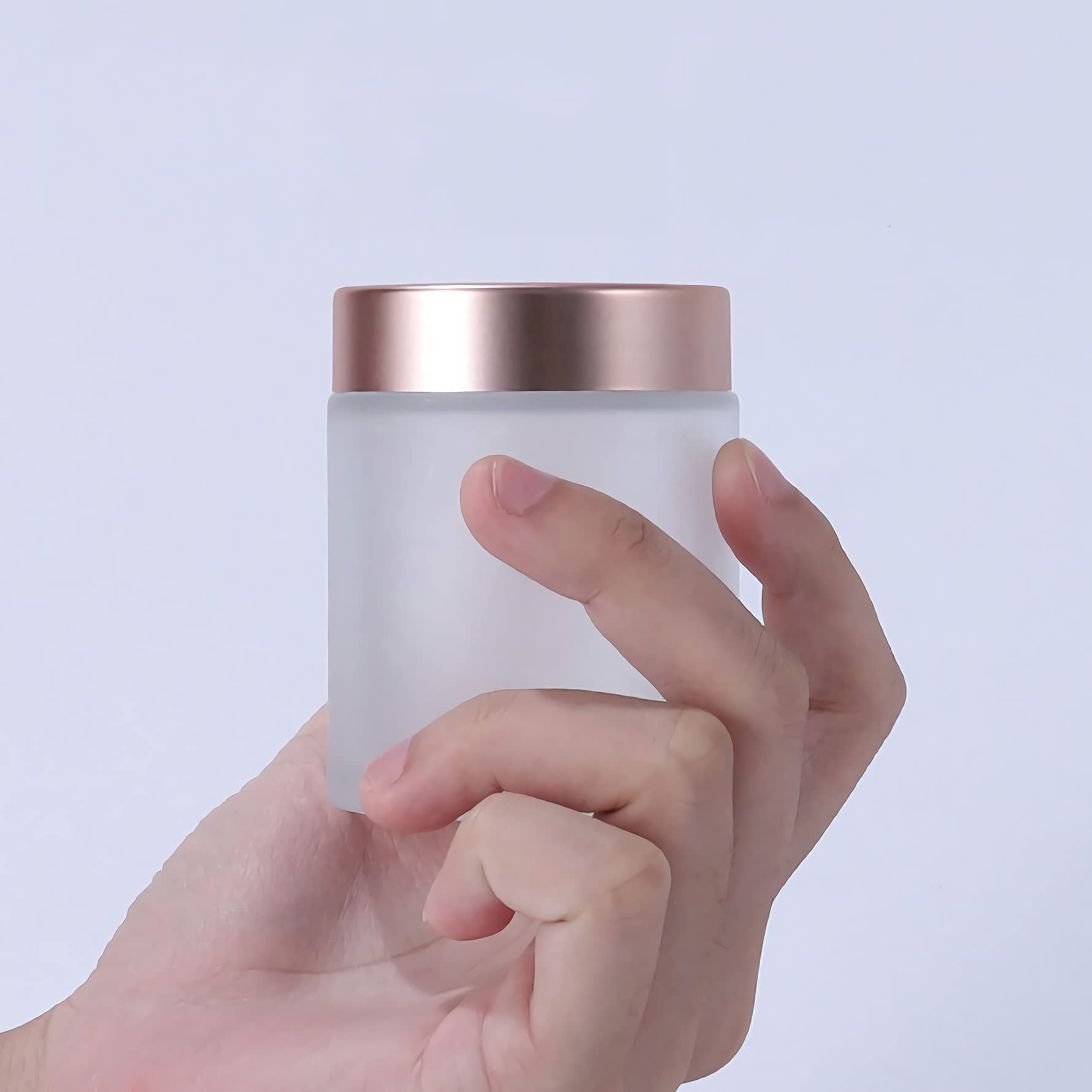 12 Pieza 100 ml Frasco De Crema Facial con Tapas de Rosa Botella de Loción, Rellenables Tarro Cosmetica Vidrio Esmerilado, para Salve Crema,Facial Crema,Aromaterapia DIY.