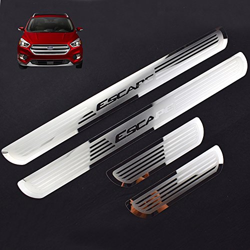 Weigesi for Ford Escape Accessories 2014 2015 2016 2017 2018 2019 2020 Stainless Steel Door Sill Scuff Plate Door Sill Protector Cover Trim 4PCS