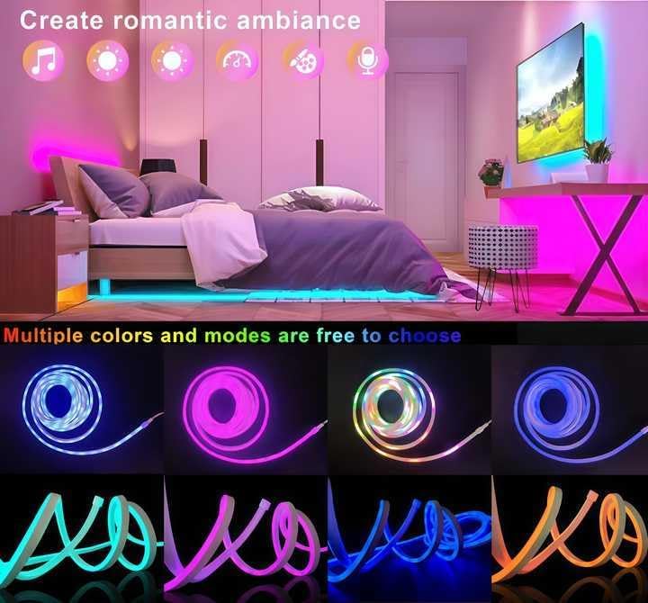 Image of Neon LED Strip Light RGB Magic 16.4 Feet with App Control, Remote Control, Music Sync, Multi-Colour Modes | Led Strip Lights | Flexible | Strip Lights | Ideal for Diwali & Events | 5 Meter