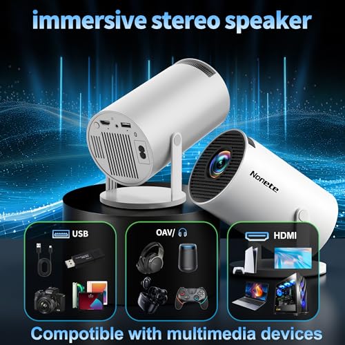 Image of [2026 Upgraded] Mini Projector Support 4K 1080P FHD Auto Keystone 270 Rotatable with WiFi 6 and Bluetooth 5.2 Projector Portable Compatibile with HDMI /TV Stick /Memory Stick /Laptop,White