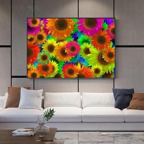 Toile tournesols colorés affiche art murale fleurs 40x60cm