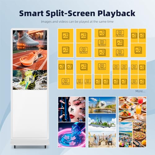Image of MWE Digitaler Kundenstopper mit Touchscreen, 65 Zoll 4K Digitale Werbetafel, Interaktives Digital Signage Display, Stand Up Digital Display mit Android OS fur Werbedisplay, Mieten & Verkauf
