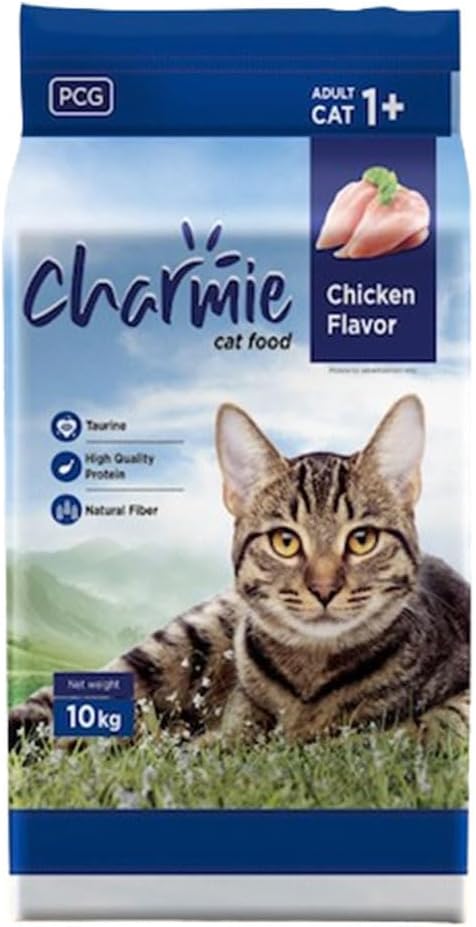 Charmie Dry Cat Food Chicken Flavor - Taurine - with Protein - Natural Fiber - Promotes Growth & Good Physical Appearance - 10 kg