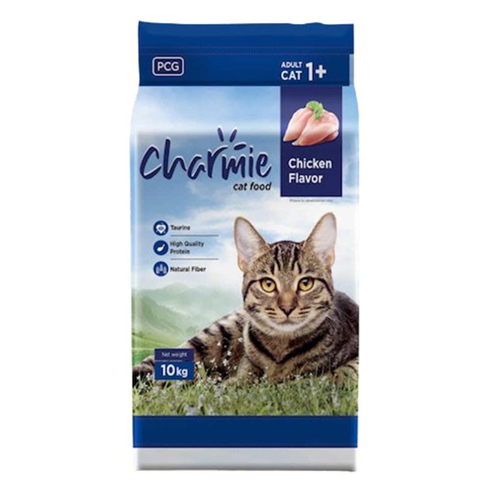 Charmie Dry Cat Food Chicken Flavor - Taurine - with Protein - Natural Fiber - Promotes Growth & Good Physical Appearance - 10 kgCharmie Dry Cat Food Chicken Flavor - Taurine -…