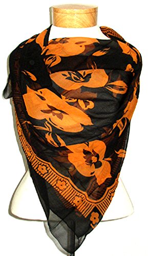 Extra Large 100% Silk Scarf Rainbow Black by Silk Salon A1108