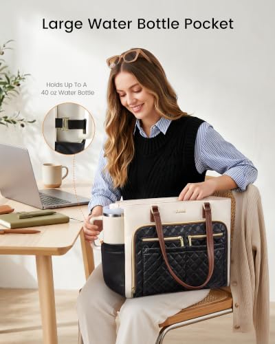 Image of LOVEVOOK Work Bag with Lunch Compartment, 15.6-Inch Teacher Tote for Women