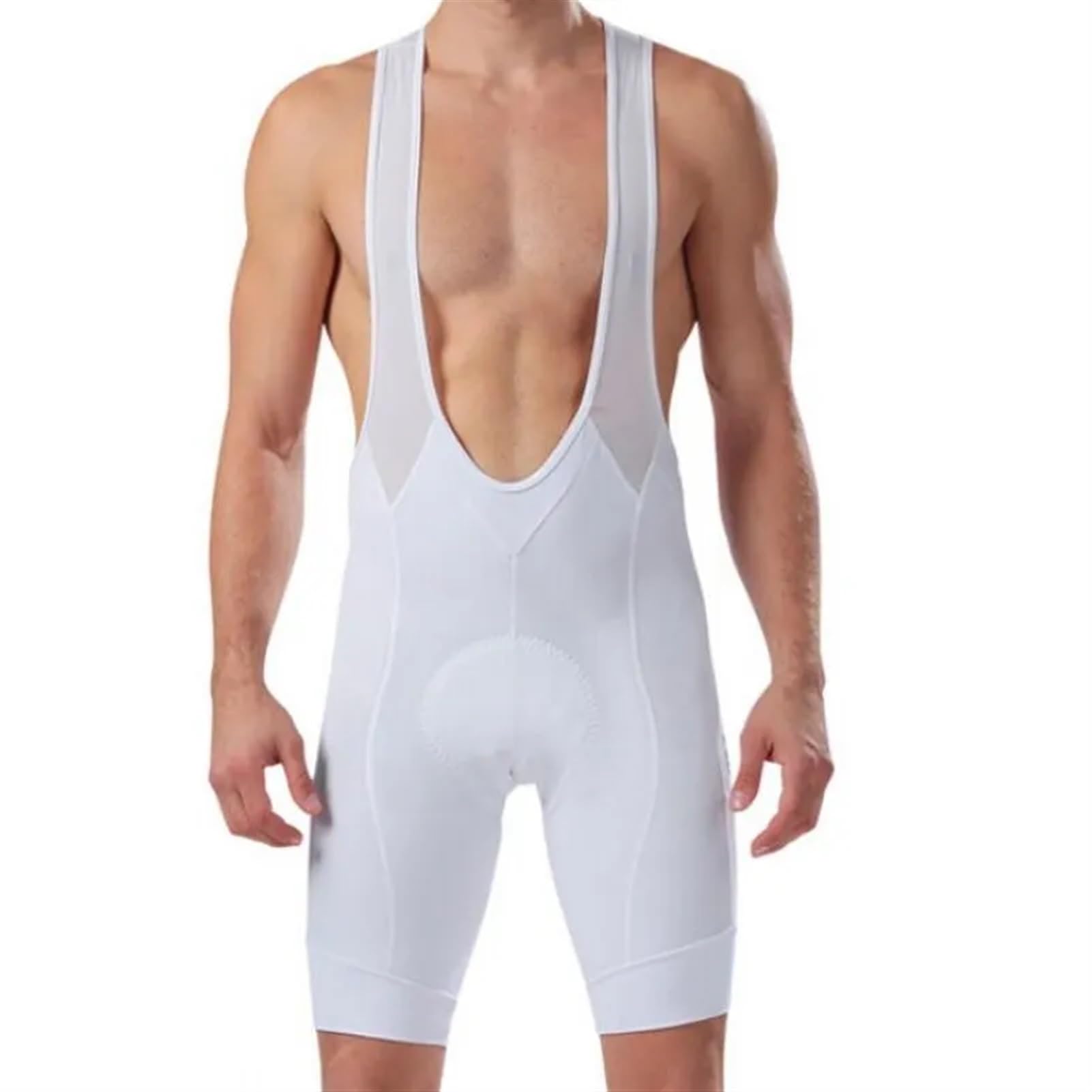 Cyclisme Homme Cuissard à Bretelles de Cyclisme de Couleur Unie Noir et Blanc avec Poignets découpés au Laser et Rembourrage en Gel 9D en Bas élastique Cuissard Velo Homme
