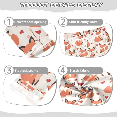 Cute Fox Love Pattern Girls Leggings Kids Yoga Pants Athletic Tights Pants 4-10 Years3