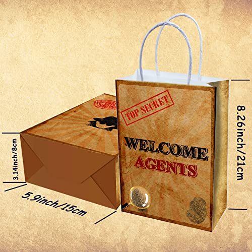 16Pcs Top Secret Party Favors Bags Treat Bags With Handle For Escape Room Party Favors Top Secret Stamp Club Team Activities Top Secret Theme Birthday Goody Bags Spy Party Decorations Supplies