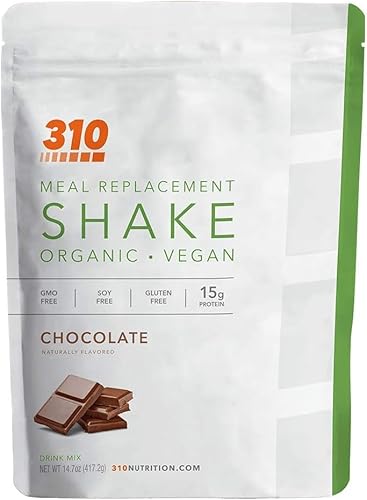 310 Nutrition - Vegan Organic Plant Powder and Meal Replacement Shake - Gluten, Dairy, and Soy Free - Keto and Paleo Friendly (14 Servings, Chocolate)