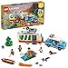 LEGO 31108 Creator Les Vacances en Caravane en Famille, Jouet à Construire 3 en 1, Se Transforme en Voiture, Camping-Car, Phare