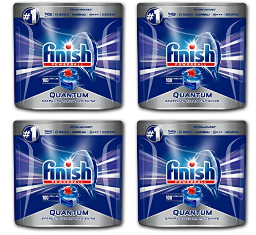 Spülmaschinentabs Finish Quantum 400 Stück - Powerball - Kraftvolle Reinigung, Fettlösekraft und Glanz - Megapack mit 400 Finish Tabs -