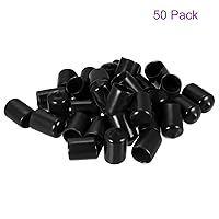 Vista 6 de DMiotech Paquete de 50 protectores de rosca de tornillo negros ID de 1/2 pulgadas (0.472 in), tapas de goma para pernos de tornillo, tuberías