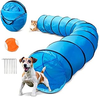 Masthome Dog Tunnel, 5m Long Play Tunnel for Dogs & Cats, Dog Agility Equipment with 8 Pegs, Send Dog Flying Disks