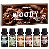 Woody Essential Oils Set, ARVIDSSON Woodsy Fragrance Oil for Candle Making, Sandalwood, Leather, Teakwood, Frankincense, Cedarwood, Pine, Diffuser Essential Oil for Men and Women
