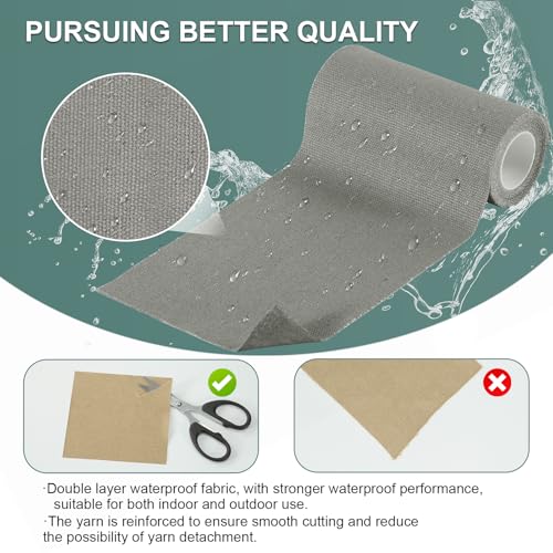 Image of Linen Canvas Repair Tape, 4x63 Inches Dark Grey Waterproof Self-Adhesive Patch for Outdoor Gear, Durable Fabric Tape for Boat Covers, Couch,Tents, Sofas, Sun Shades, Awnings,Lounge Chairs