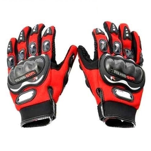 AOW ATTRACTIVE OFFER WORLD PRO BIKERZ FULL FINGERD GLOVES, (RED) L SIZE.