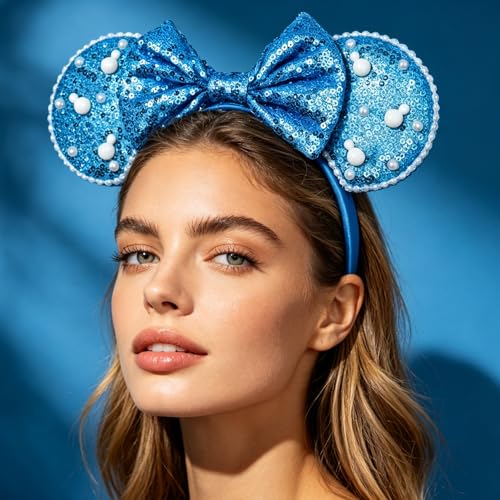 LIHELEI Pearl Blue Mouse Ears Headband