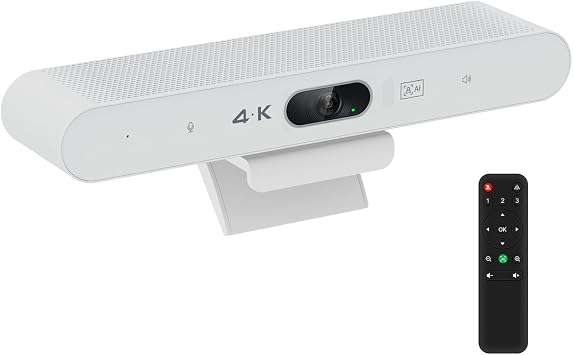 TOALLIN 4K All-in-One Conference Webcam with Mic and Speaker, AI Auto-Framing & Speaker-Tracking, USB Video Bar, Video Conference Camera for Online Meetings, Video Calls