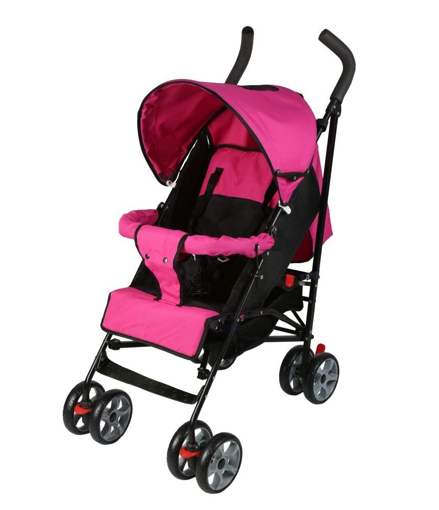 INFANTO Zippy Buggy Baby Stroller / Pram for kids / infants 0 to 3 Years, Newborn/Toddler | 5 Point Safety Harness | Large Storage Basket | Baby Stylist Stroller for Boy & Girl | Lockable Swivel Wheels with Suspension | Rear Brakes | 360° Swivel Wheels-S11-PINK-image-31