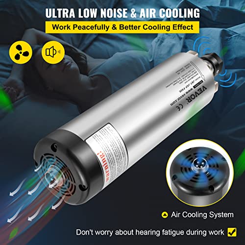 Vevor Cnc Spindle Motor 2.2Kw 3Hp Air Cooled Spindle Motor With Four Bearings 220V Er20 Collet Air Cooling Spindle Motor 24000 Rpm Cnc Spindle 400 Hz For Cnc Router Engraving Milling Grind Machine #TOP4