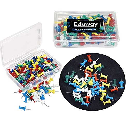 Image of Eduway 50 - Piece Decorative Multicolor Push Pins, Board Pins,Thumb Pins, Tracks & Pins Gem Pins for Notice, Bulletin, & Display Boards etc. | Ideal for Office, Home, School & Kids