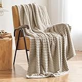 MIULEE Linen Throw Blanket 3D Ribbed Jacquard Fleece Flannel Velvet Plush Decorative Bed Blanket (Throw, 50' x 60') - Super Soft, Lightweight, Warm and Cozy for Couch Sofa