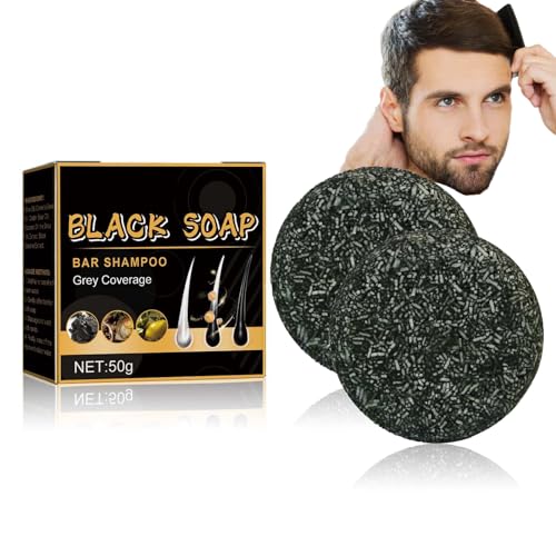 2 x Grey Shine Soap, Spartan - Grey Hair Reverse Bar, Grey Shine Hair Revitalisable, Solid Shampoo Bar, Charcoal Shampoo Bar, Natural Hair Darkening Shampoo Bar