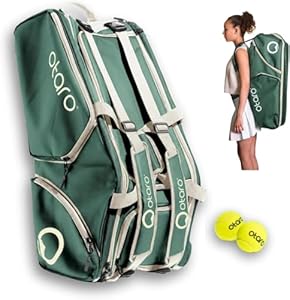 Otaro Tennistasche 82L | Tennisschläger Tasche für 4 Schläger mit Thermofach, Schuhfach & Kühlfach | 3-in-1 Tragesystem | Laptopfach & viele Fächer | Wasserabweisende Tennis Tasche (Grün)