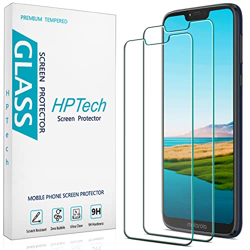 HPTech Mica Protector de pantalla para Motorola Moto G7 Power Cristal Vidrio Templado, antiarañazos, Sin Burbujas, 2 Unidades