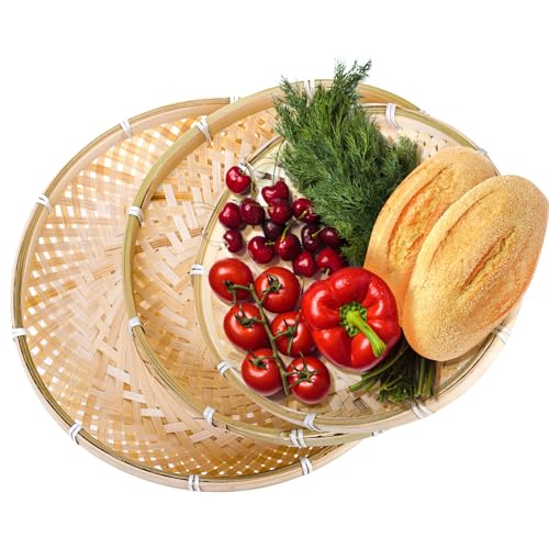 Hiceeden HI-BASKETTRAY-3P 3 Pack Round Bamboo Serving Trays thumb #4