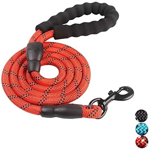 Chirano 5FT Strong Dog Leash, with Comfortable Padded Handle and Highly Reflective Threads, for Medium and Large Dogs Walking, Running or Trainning (Red)