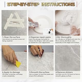 Quartz Countertop Repair Kit, Marble Repair Kit, Strong Bond, Seamless Finish for Granite Repair, Ideal for Mable, Porcelain, Tile, Sink Crack, Chip Scratch, Hole, 100g