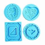 YunKo 4 Pack Heart Rose Round Mirror Frames Silicone Molds Fondant Cake Decoration Molds