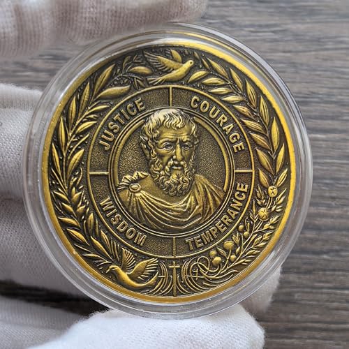 The Cardinal Virtues Stoic Coin with Symbols of Justice, Courage, Wisdom, and Temperance (Pack of 3) by Gimilang - Image 2