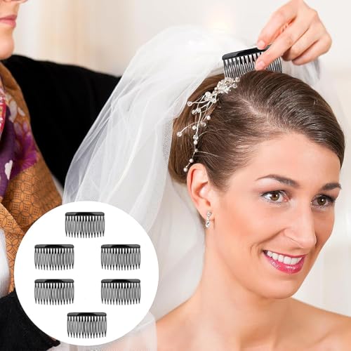 6 Stück Haarkamm Zum Stecken, Haarkämme zum Stecken, Einsteckkamm, Haarkämme, Einsteckkamm für Haare, für Mädchen Damen (Schwarz)