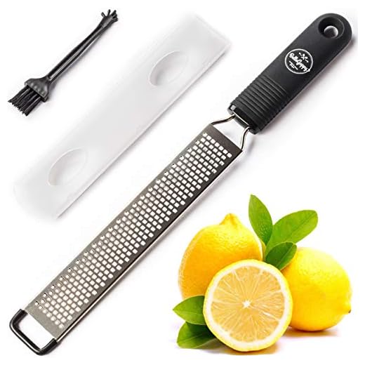 BelleGuppy Lemon Zester & Cheese Grater, Professional Zesting tool for Parmesan, Citrus, Ginger, Nutmeg, Garlic, Chocolate, Fruits, Razor-Sharp Stainless Steel Blade Protective cover, Dishwasher Save