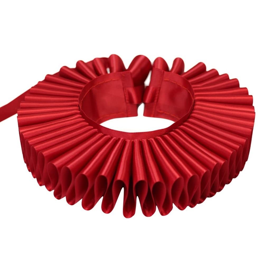 Ssdh Unisex Red Victorian Renaissance Elizabethan Ruffle Neck Collar White Cosplay Choker (Red)
