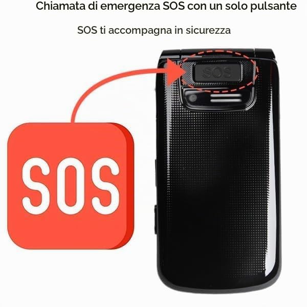 Telefono a conchiglia VOCA con tasti grandi per anziani | 4G LTE sbloccato | Volume alto | Tasto SOS | Chiamata rapida | Testo predittivo | Base di ricarica | V340 (Nero)