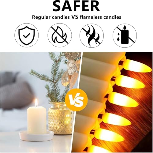 شموع LED مدببة بدون لهب مع جهاز تحكم عن بعد، 6 قطع من عصي الشموع العاجية تعمل بالبطارية وميض ثلاثي الابعاد - شموع صناعية واقعية بطول 10 انش للمنزل وحفلات الزفاف والعشاء على ضوء الشموع
