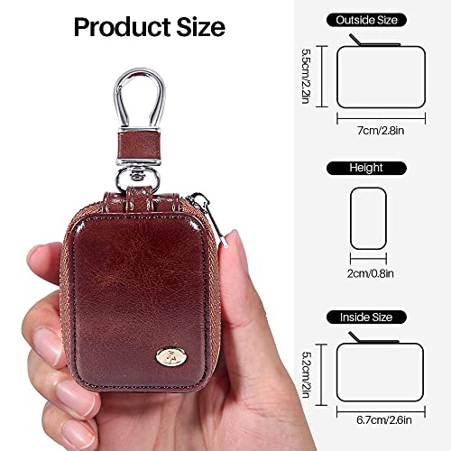 Mrplum Earbud Carrying Case Small Compatible With Airpods Pu Leather Hard Portable Earphone Case Protective Storage Pouch Bag With Mesh Pocket & Keychain For Wireless Headphone Usb Cable (Brown) #TOP1
