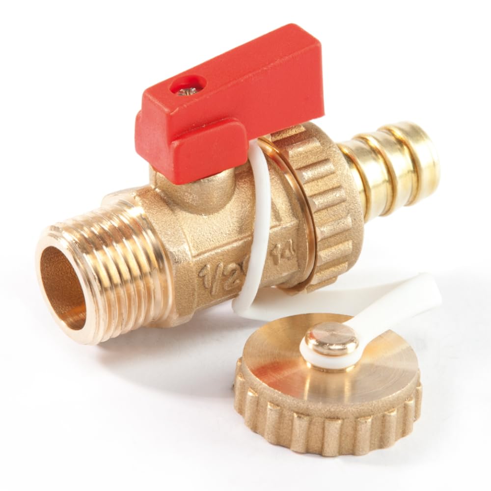 Grifo de bola Schläfer 704410 de 1/2" de latón con manguera y tapón para vaciado de caldera