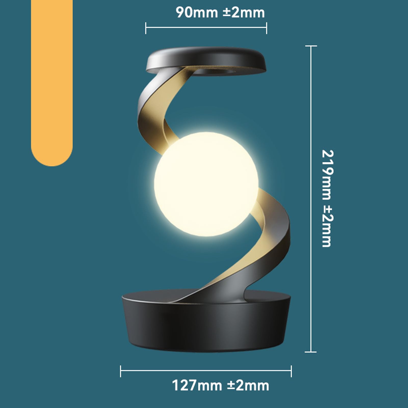 Garosa Lampada da Tavolo a LED a Spirale con Luce a Sfera Fluttuante 3D Lampada da Tavolo a LED Levitante con Sensore di Onde Manuali di Ricarica Wireless per la Decorazione