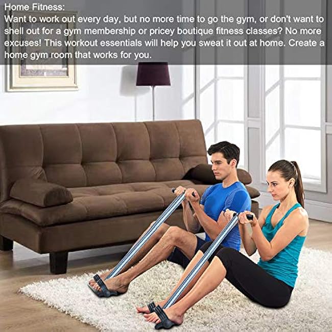 Elastic Sit Up Equipment, Pull Rope Dual Spring Tension Foot Pedal Sit Up Equipment for Abdominal, Leg Exerciser Tummy Trimmer Sport Fitness Slimming Training Bodybuilding at Home Gym