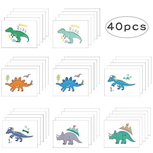 Dinosaur Tattoos for Kids Jungle Jurassic T-rex Birthday Gift Party Favors Waterproof Dino Temporary Sticker Stamp Face Body Kindergarten Games Non-Toxic 40pcs