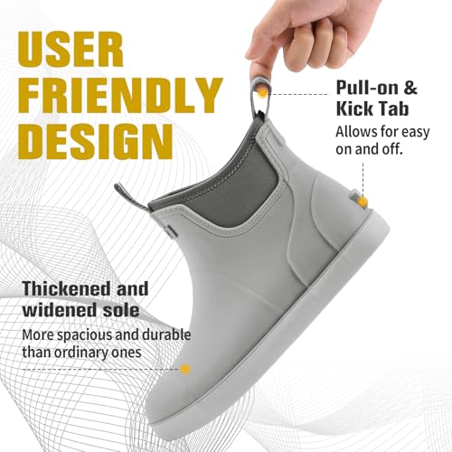 Image of Men's Deck Boots, Waterproof Non-Slip Ankle Rain Boots for Fishing