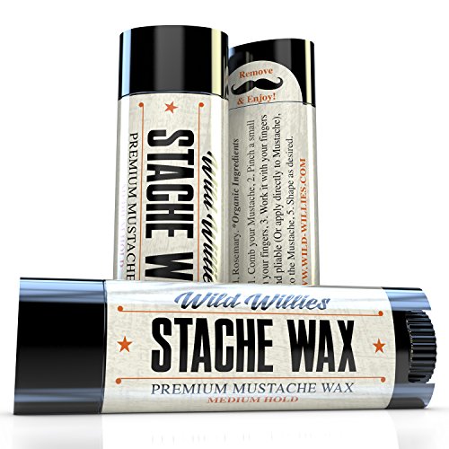 Wild Willies Mustache Wax to Go Original 3 Pack- The Only Hard Wax with 7 Natural Organic Ingredients for All Day Hold While Treating Your Mustache at The Same Time. (Original)