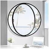 Sxlawesom Ventanas Redondas para cobertizos Ventana de casa giratoria de 360° Ventanas con manija de Aluminio al RAS Ventanas prefabricadas(Black,23.7"/60cm)