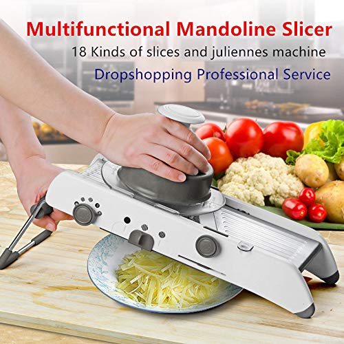 Cortador de mandolina ajustable, cortador de juliana 4 en 1 de acero inoxidable para cortar verduras, frutas y más