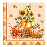 Servilletas de otoño, decoraciones de otoño, servilletas de calabaza de Halloween, hojas de arce, servilletas de Acción de Gracias, decoración de mesa de otoño, servilletas de papel de calabaza